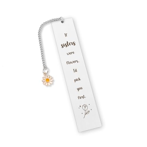Funny Sister Gifts from Sisters Mothers Day Gifts for Sisters Best Friend Work Bestie Soul Sister BFF Friendship Gift Christmas Birthday Presents to My Sister Flower Bookmarks Metal Book Accessories