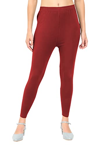 Image of POPOLO Women's Super Soft Ankle Length Cotton Lycra Solid Stretchable Legging