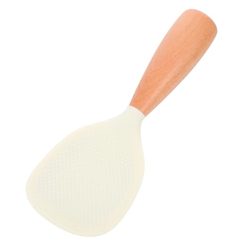 DRESSOOS 木柄シリコンしゃもじ 耐熱ノンスティック自立式ライススクープ 電気炊飯器対応 傷防止設計 ご飯盛りやすいキッチン用品