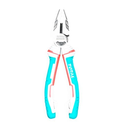 TOTAL Alicate Universal Reforzado | 180 mm Máxima Resistencia y Fuerza Mango Ergonómico de Fibra Fijación