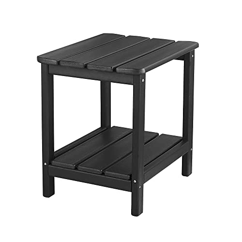 Bacswihom Outdoor Side Tables, Poly Lumber Adirondack Side Table Weather Resistant, 2-Tier Patio End Tables Waterproof & Easy Maintenance For Outside, Garden, Lawn, Pool (Black) #TOP6