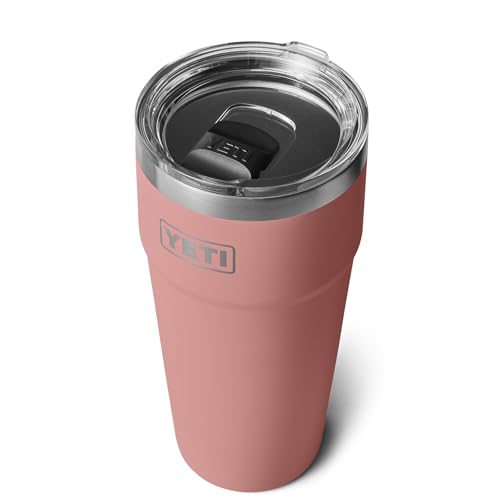YETI Rambler Cup, Vacuum Insulated Stainless Steel Stackable Cup with Magslider Lid, Sandstone Pink, 30 oz (887 ml)