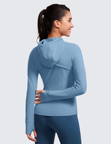 Image of CRZ YOGA Butterluxe Hoodie Jackets Hip Length | Extremely Soft, Athletic, Slim Fit, Full Zip, Back Mesh Vent, Side Zip Pockets, Thumb Holes, for Women