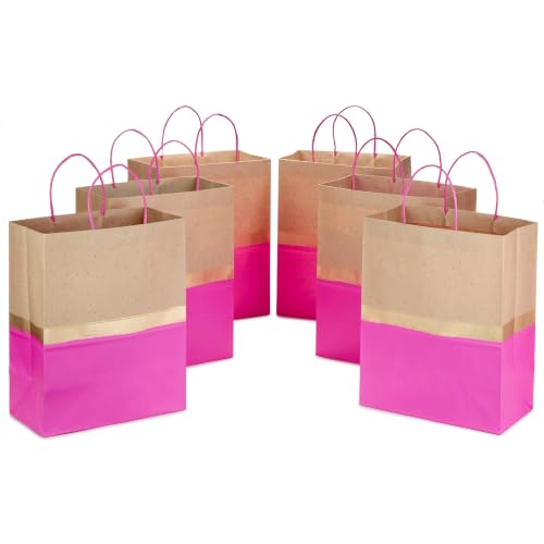 Hallmark 13" Large Paper Gift Bags, 6-Pack (Pink & Kraft)
