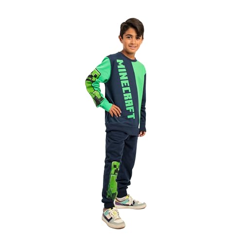 Minecraft Block Character and Title Logo Oversized Graphic Youth Sweatshirt and Joggers 2-Piece Set2