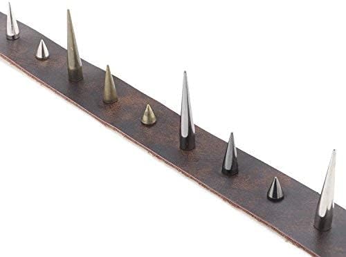 Uviviu 20 Pcs 40mm Spike and Studs, Metalic Rivet Screw on Cone for Leather Crafts Punk DIY Clothing (40MMx20Pcs, Silvery)