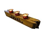 Wine Barrel Head Candle Holder – 21” Handmade Centerpiece – Includes 3 Antique-Finish Glass Holders – Rustic Decor