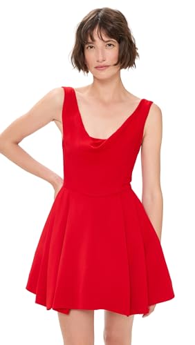 alice + olivia Womens Estrella Draped Flare Mini Dress Chili Pepper 2