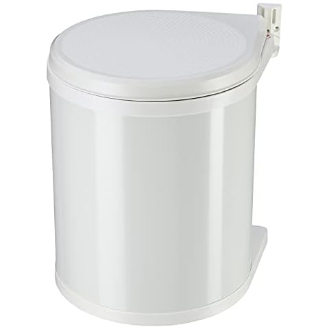 Hailo Compact-Box M Trash Can, 4 Gallon, Lid-Lift, Small Kitchen Bin, White Cover
