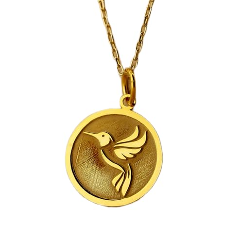 Collar de colibrí para mamá en plata de ley 925 de 24 mm con baño de oro elegante