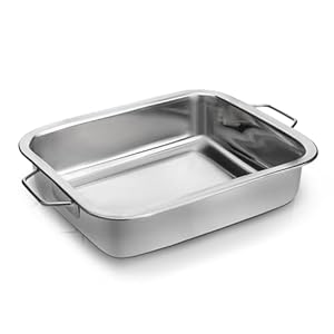Stainless Steel Roasting Pan with Raised Bottom – 25cm Durable Roaster & Baking Tray, Oven Safe, Reinforced Rim, Even Heat Distribution, Perfect for Meats & Vegetables, Dishwasher Safe