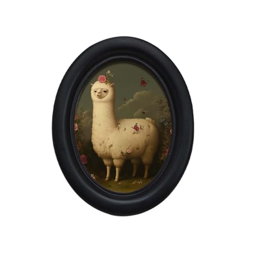 HuadaXtai Cadre Photo Abstrait Ovale Bois Décoration Animal Table Cadre Tableau Illustration Décor Vintage Finition Lisse Convient Bureau Classique Moderne,...