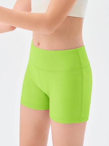Image of Haloumoning Girls Athletic Shorts Kids High Waisted Yoga Dance Biker Shorts Comfy Gymnastics Shorts 5-14Y