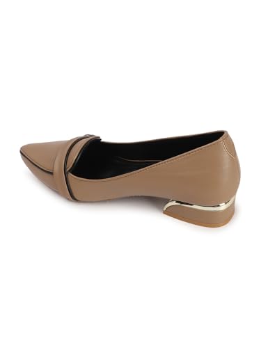 Image of Carlton London Women Comfortable Block Heel Pointed Toe Fashion Pump Shoes for Daily use, Office use, Casual use