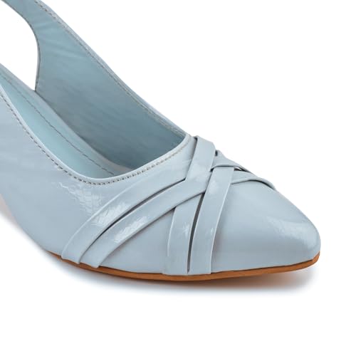 Image of Classic Closed Pointed Toe Mid Block Thick Heel Slingback Pumps for Women Signora105| Glitter Fabric Dress Shoes | Wedding Party | Evening Trendy Signora105