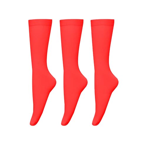 Image of Bestjybt 3 Pairs Women's Opaque Nylon Knee High Stockings Trouser Socks