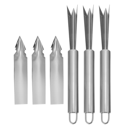 ANDRESLAD 6 Stück Teiliges Edelstahl Ananasschäler mit Glattem Griff Multifunktionaler Obstschneider für Schälen Entkernen und Schneiden Einfach zu Reinigen und Rostfrei für Haushalt und