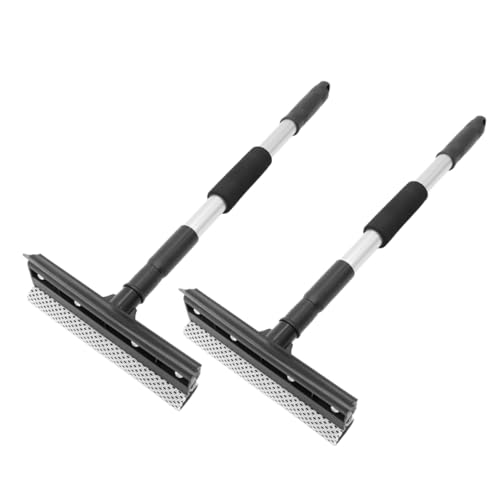 STOBAZA Ergonomic Design Window Cleaner Telescopic Handle Brush Rubber Squeegee for Glass Surfaces