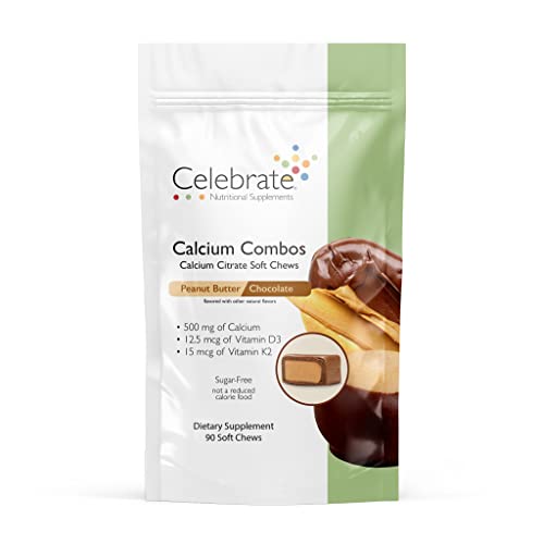 Celebrate Vitamins Bariatric 500mg Calcium Citrate Soft Chews Combo with 500 IU Vitamin D3 Essential for Gastric Bypass Patients & Bone Health - Sugar & Gluten Free (90 Chews)
