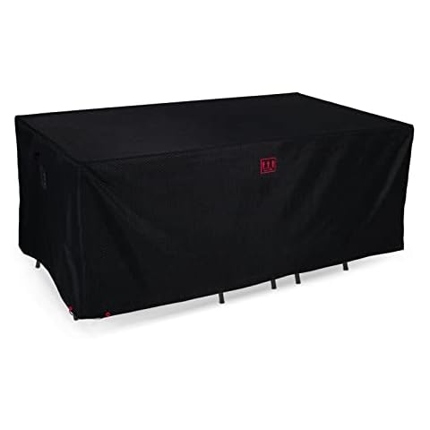 Turtle Life Garden Furniture Covers, Patio Table Cover, Waterproof, Windproof, Heavy Duty Outdoor Furniture Covers with Air Vent, Rectangular Table Cover, Black 224 x 147 x 74cm Cover