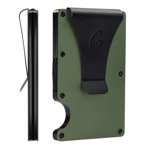 Metal Minimalist Wallet, RFID Blocking Credit Card Holder with Money Clip, Slim Front Pocket Design, Black, Aluminum Construction, Compact Size (ARMY GREEN)