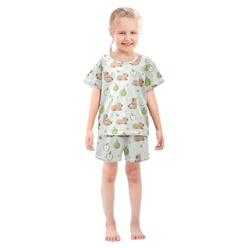 Pajama Short Sets Cute Animals Hearts Soft Cotton Summer Sleepwear 2 Piece PJS Size 5-14T4