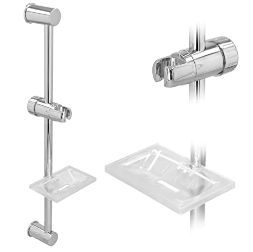 Barre de douche - Support mural de rechange avec porte-savon - Diamètre : 18 mm - En polypropylène chromé