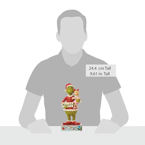 Enesco Dr. Seuss Grinch por Jim Shore Grinch e Cindy Lou, estatueta de placas impertinentes e bonita