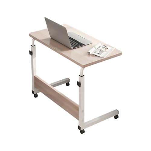 サイドテーブル 昇降式テーブル キャスター付き 厚手 組み立て簡単 勉強机 仕事デスク PCテーブル ベッドテーブル 介護テーブル おしゃれ 在宅勤務 木目色