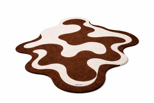 Image of Irregualr Shape Hand Tufted Carpet Pure Soft Wool Non Slip & Durable Easy to Clean Floor Area Rug Modern Design Carpet for Living Room 5X8 Feet (150x240 cm)