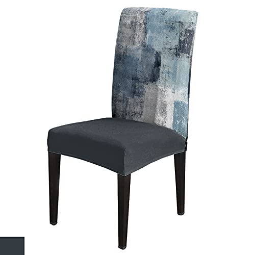 Dining Room Chair Covers Stretch Parsons Chair Slipcovers Set Of 6 Abstract Oil Painting Geometric Blue Gray Removable Seat Chair Cover Protector For Kitchen/Hotel/Wedding #TOP11