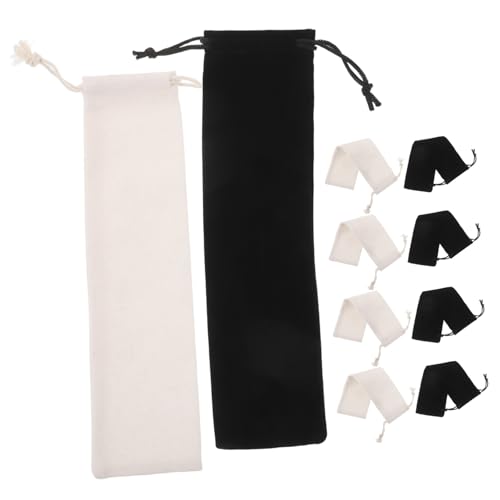 QUMIIRITY 20個 旅行用持ち運び便利な再利用可能ストローホルダー コッリネン製通気性良好なダスト防止巾着袋 食器収納バッグ ポータブル収納