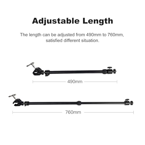 Image of Toprig Accsoon Camera Slider Support Arm (2 Pack) with C Clamps&Extendable Arms, Tripod stabilizer Support Rods, Aluminum Alloy Tripod Stability Arm for Motorized Camera Slider Stable Shooting-29inch