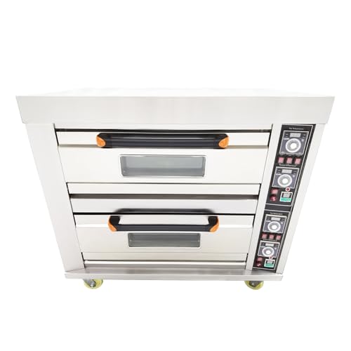HQHAOTWU Commercial Movable Double-Decker Pizza Electric Oven Commercial Pizza Oven Countertop Multipurpose Indoor Pizza Oven 220V 13.2KW