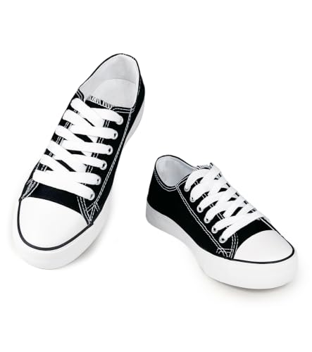 Haifago Canvas Shoes for Women Men Unisex Low Top Sneakers Black
