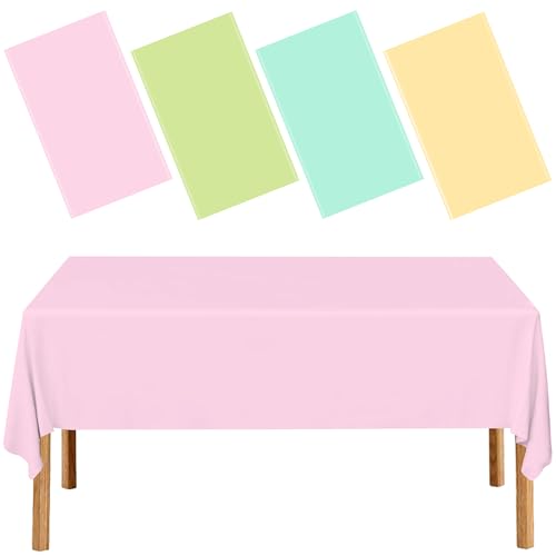 EUVBOKW 4 Pack Pastel Plastic Tablecloth for Parties