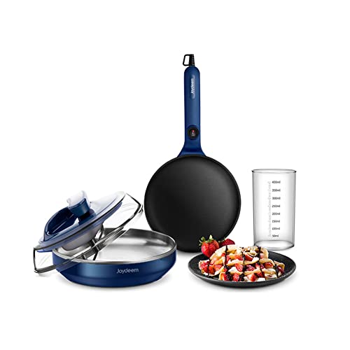 Joydeem Electric Crepe Maker, Non-Stick Pancake Maker Machine With Temperature Control Handle, 8 inch Blue, JD-9401B