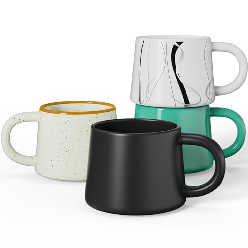 Bulete 12 oz Coffee Mugs Set of 4, Modern Stackable Coffee Cups Set for Latte, Hot Tea, Cappuccino...