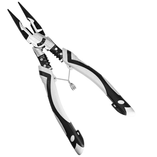 SIAOKL 9-inch Needle Nose Pliers with Wire Stripper/Crimper/Cutter, Chrome Vanadium Steel Industrial Grade Multifunctional Precision Pliers
