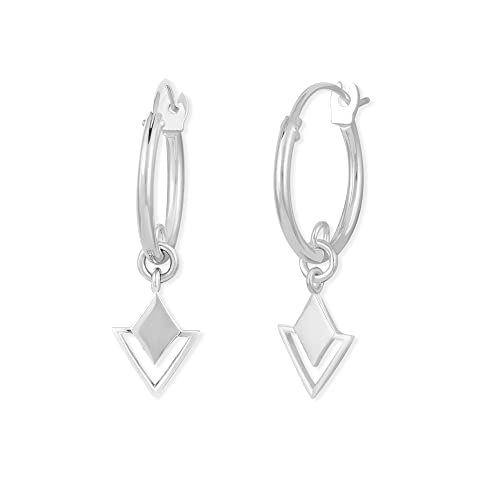 Boma Jewelry Sterling Silver Geometric Diamond & Triangle Snap Down Closure Tube Hoop Earrings