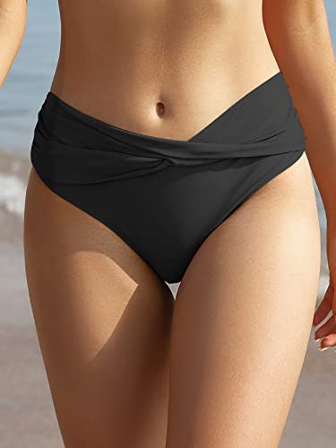 SHEKINI Women's Bikini Bottom Twist Front Cheeky Swimsuit Ruched Bathing Suit Bottoms4