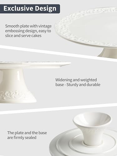 Gomakren MY327 10 Inch Cake Stand, Wedding Cake Stand For Party, Porcelain Cake Plate, Round Dessert Stand thumb #5