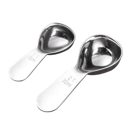 2 cucharas medidoras de mango corto, cucharas de café de acero inoxidable de grado alimenticio para café, té, harina de azúcar