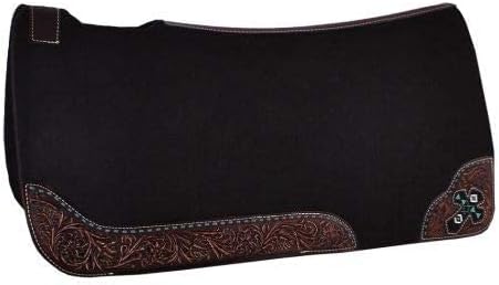 Showman 31" x 32" Black Felt Saddle Pad w/Beaded Cross Inlay
