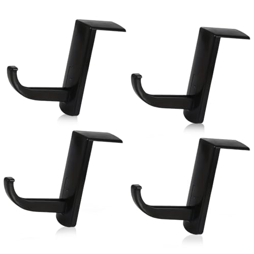 AKSIQIOL 4-Pack Self-Adhesive Headphone Hooks,4.5cm Wide Universal Headphone Holder for Desk, Wall, or Monitor,Black