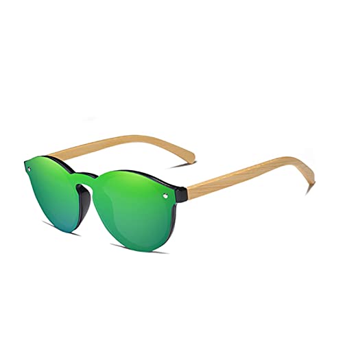 RHNTGD Kingseven Mode 100% Handgemachte natürliche Bambus Männer Sonnenbrille Runde Polarisierte Sonnenbrille Frauen UV400 Spiegel Eyewear Cover