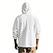 Hooded Long Sleeve T Shirt Men Cotton Linen Button Down Shirt Summer Casual Hawaiian Beach Tops Lightweight Fashion Hoodies with Pockets White Large