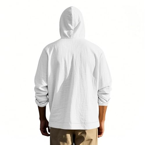 Mens Button Up Hoodies Lightweight Breathable Cotton Linen Hooded Shirts Sun Protection Long Sleeve Shirts3
