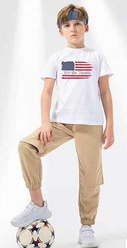 Image of Toddler Boys 4th of July Shirts Kids American Flag T-Shirt Girls Patriotic Short Sleeve Tees Cotton Top Clothes 1-7T
