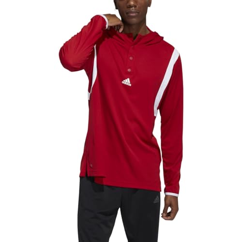 Sweat à capuche Adidas Icon Pulse rouge et blanc en taille XL pour homme